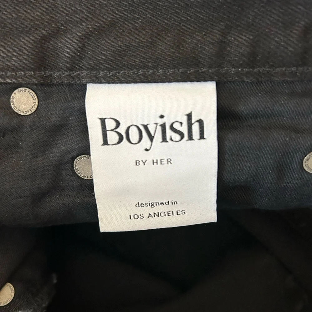 Boyish By Her Tommy The Hustler Black High Rise Straight Leg Button Fly Jeans